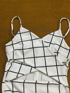 White Grid Bodycon Mini Dress