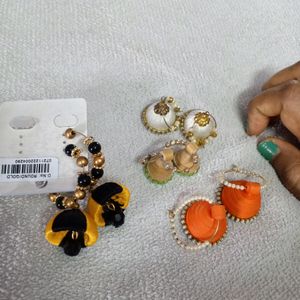 4pairs 300/- Silk Thread And Quilled Earrings