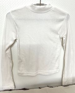 White Ribbed Turtle Neck Top