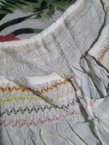 White Embroidered Crop Top