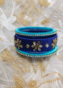 Blue Combination Silk Thread Bangles