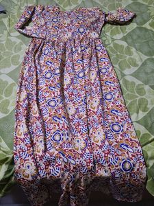 Front Slit Full Length Multicolor Kurta
