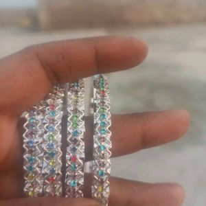 Silver Bangles with Hanging Charms