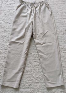 Beige Elastic Waist Pants