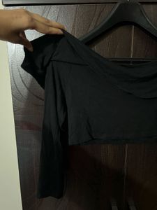Black Off-Shoulder Crop Top