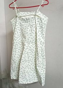 Max White Printed Denim Dress