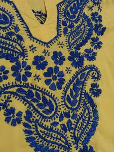 Yellow Embroidered Tunic Top