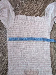 Gingham Print Off Shoulder Dress