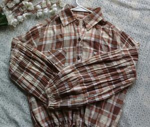 Brown Plaid Button-Down Shirt