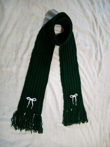 Handmade crochet Green Scarf with bow