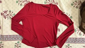 Savana Red Ribbed Top - Size L