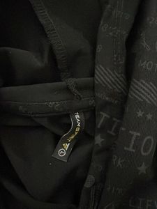Black Patterned Cropped Hoodie