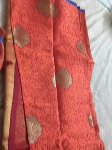 Elegant Red Banarasi Saree with xxl blouse