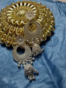 Silver Tone Jhumka Earrings