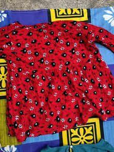 Red-black And Teal Blue Color Top