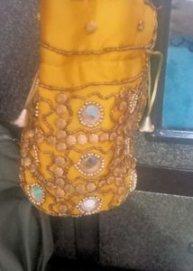 Yellow Beaded Pouch