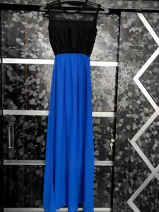 Elegant Black & Blue Maxi Dress