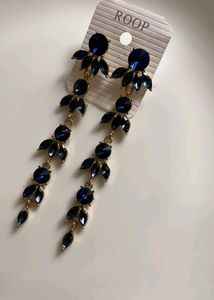Beautiful Blue And Golden Party Wear Earrings.