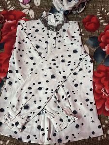 Dalmatian Print Sequin Trim Top