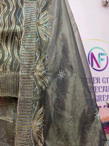 Elegant Gray &amp; Gold Embellished Salwar Kameez