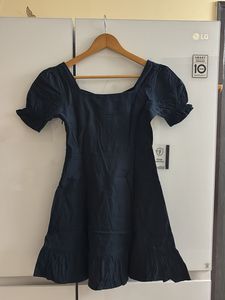 Navy Blue Mini Dress with Ruffle Hem