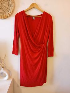 H&amp;M Red Deep V Dress
