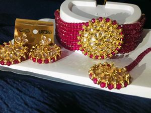 Indian Jewelry Set - Necklace, Earrings &amp; Tikka