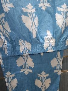Blue Floral Print Midi  Pant Dress