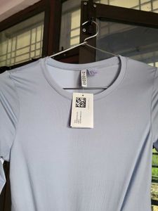 H&amp;M Long Sleeve Microfibre Powder Blue Top/ S
