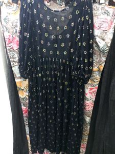 🤩Metallic Floral Jacquard &amp; Tie Back Black Dress