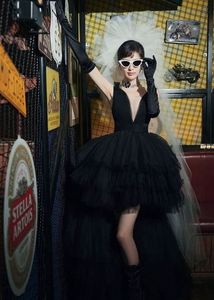 Beautiful royal black red carpet dress