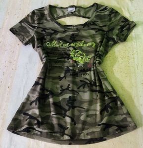 Camo Y2K Print Tee