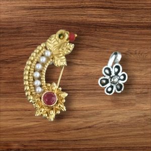 Press Nath & Oxidised Nose Pin