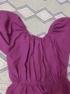 Purple Puff Sleeve Crop Top