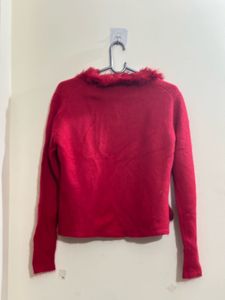 combo of Stylish Cold Shoulder and red Sweater