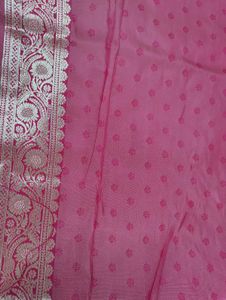 Pink &amp; Gold Banarasi Silk Saree