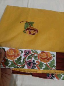 Yellow Embroided Border Saree