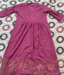 Elegant Rose Embroidered Anarkali Kurta Set with D