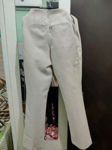 Beige High-Waisted Trousers