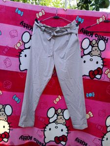 Korean Belted Beige Pants