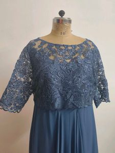 Blue Lace Overlay Dress