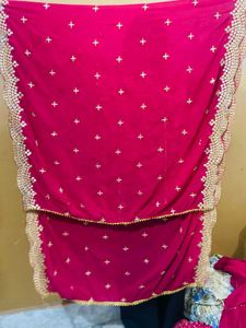 Heavy Red Wedding Sharara Set Dupatta