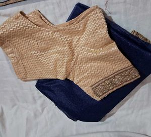 Elegant Navy &amp; Gold Fabric Set