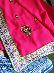 Pink Embroidered Saree