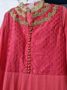 Elegant Coral Anarkali Kurta