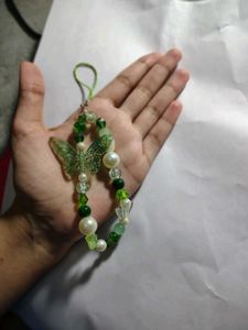 Green Butterfly Beaded Phone Charm