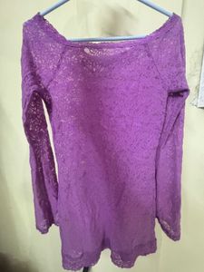 Purple Lace Sleeve Dress