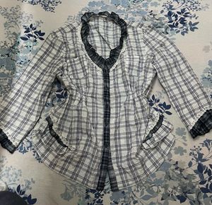 Cute Plaid Ruffle Top
