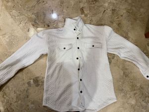 White Textured Button-Down Shirt