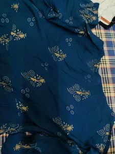 Blue &amp; Gold Print Fabric
